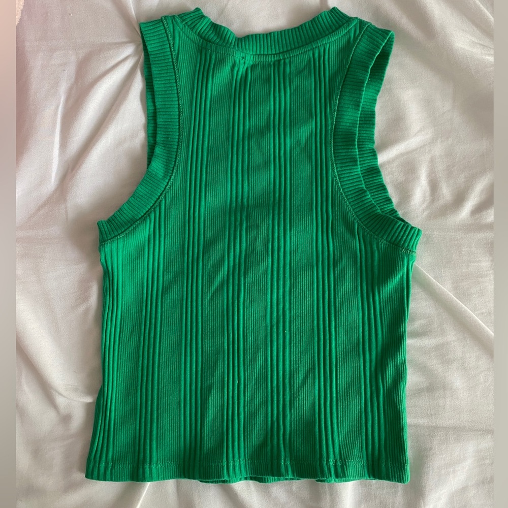 Zara Green Ribbed Tank Top - Picture 2 of 3